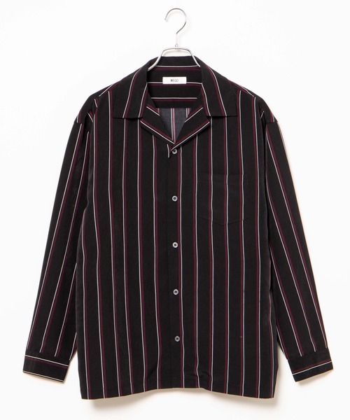 WEGO（ウィゴー）の「WEGO/ダークストライプ開襟シャツ（シャツ/ブラウス・メンズ・ブラック/ブラック系その他/グリーン系その他・LARGE/MEDIUM）」の18枚目の写真