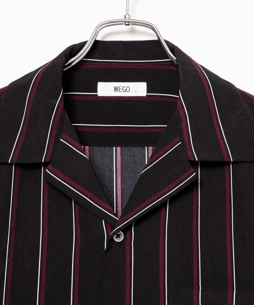 WEGO（ウィゴー）の「WEGO/ダークストライプ開襟シャツ（シャツ/ブラウス・メンズ・ブラック/ブラック系その他/グリーン系その他・LARGE/MEDIUM）」の15枚目の写真