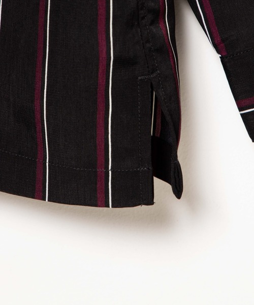 WEGO（ウィゴー）の「WEGO/ダークストライプ開襟シャツ（シャツ/ブラウス・メンズ・ブラック/ブラック系その他/グリーン系その他・LARGE/MEDIUM）」の14枚目の写真