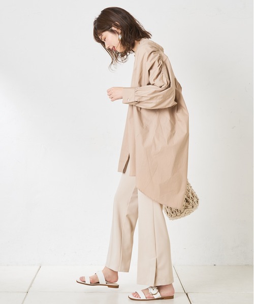 natural couture(ナチュラルクチュール)の「バンドカラー前あきシャツ(シャツ/ブラウス・レディース・オフホワイト/ベージュ/カーキ/ストライプ・FREE)」の9枚目の写真