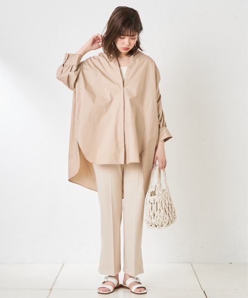 natural couture(ナチュラルクチュール)の「バンドカラー前あきシャツ(シャツ/ブラウス・レディース・オフホワイト/ベージュ/カーキ/ストライプ・FREE)」の11枚目の写真