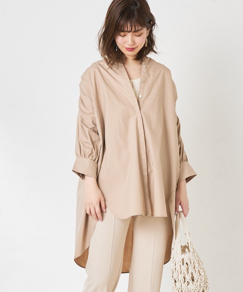 natural couture(ナチュラルクチュール)の「バンドカラー前あきシャツ(シャツ/ブラウス・レディース・オフホワイト/ベージュ/カーキ/ストライプ・FREE)」の12枚目の写真