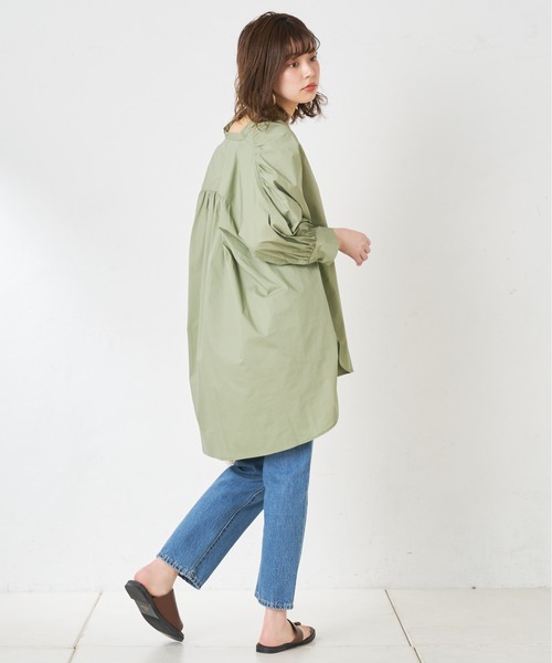 natural couture(ナチュラルクチュール)の「バンドカラー前あきシャツ(シャツ/ブラウス・レディース・オフホワイト/ベージュ/カーキ/ストライプ・FREE)」の14枚目の写真