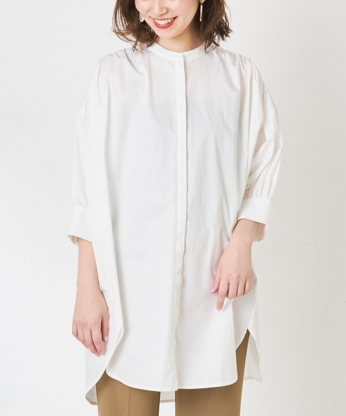 natural couture(ナチュラルクチュール)の「バンドカラー前あきシャツ(シャツ/ブラウス・レディース・オフホワイト/ベージュ/カーキ/ストライプ・FREE)」の22枚目の写真