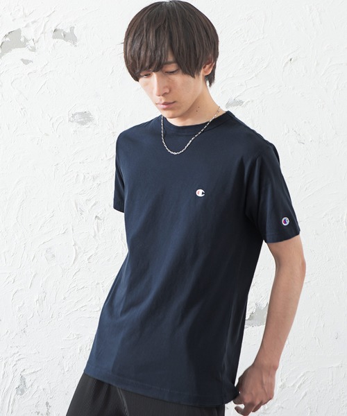 Champion(チャンピオン)の「【Champion】ワンポイントTシャツ(Tシャツ/カットソー・メンズ・ホワイト/ピンク/レッド/ダークグリーン/ミント/ネイビー/グレー/ブラック・L/XL/M)」の1枚目の写真