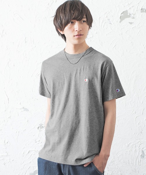 Champion(チャンピオン)の「【Champion】ワンポイントTシャツ(Tシャツ/カットソー・メンズ・ホワイト/ピンク/レッド/ダークグリーン/ミント/ネイビー/グレー/ブラック・L/XL/M)」の4枚目の写真