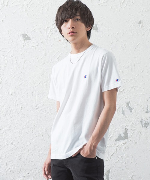 Champion(チャンピオン)の「【Champion】ワンポイントTシャツ(Tシャツ/カットソー・メンズ・ホワイト/ピンク/レッド/ダークグリーン/ミント/ネイビー/グレー/ブラック・L/XL/M)」の2枚目の写真