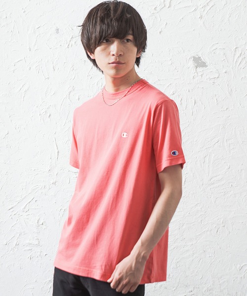 Champion(チャンピオン)の「【Champion】ワンポイントTシャツ(Tシャツ/カットソー・メンズ・ホワイト/ピンク/レッド/ダークグリーン/ミント/ネイビー/グレー/ブラック・L/XL/M)」の7枚目の写真