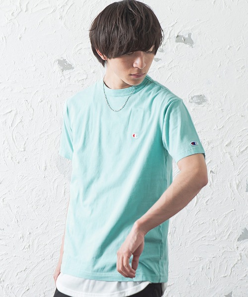 Champion(チャンピオン)の「【Champion】ワンポイントTシャツ(Tシャツ/カットソー・メンズ・ホワイト/ピンク/レッド/ダークグリーン/ミント/ネイビー/グレー/ブラック・L/XL/M)」の6枚目の写真