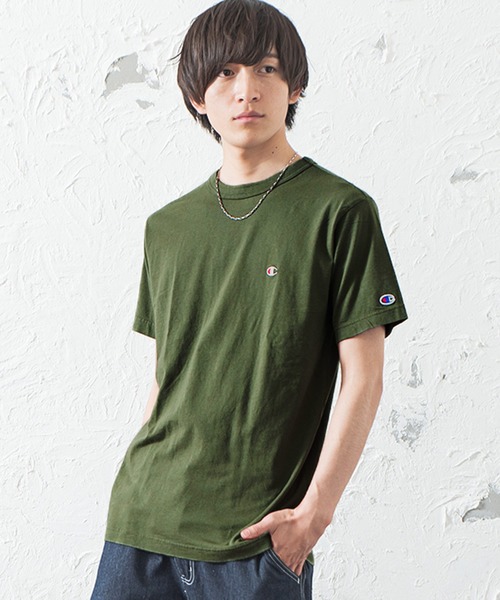 Champion(チャンピオン)の「【Champion】ワンポイントTシャツ(Tシャツ/カットソー・メンズ・ホワイト/ピンク/レッド/ダークグリーン/ミント/ネイビー/グレー/ブラック・L/XL/M)」の5枚目の写真