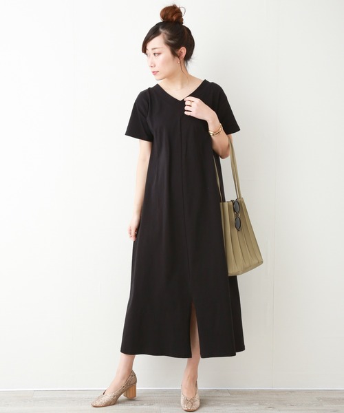 n'ee-ne（ネーネ）の「OE天竺フロントスリット2WAYワンピース（ワンピース・レディース・ブラック/スモークピンク/カーキ/ベージュ・FREE）」の19枚目の写真