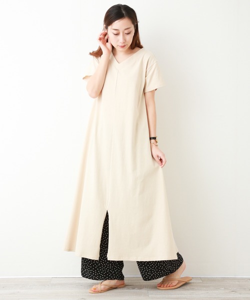 n'ee-ne（ネーネ）の「OE天竺フロントスリット2WAYワンピース（ワンピース・レディース・ブラック/スモークピンク/カーキ/ベージュ・FREE）」の14枚目の写真