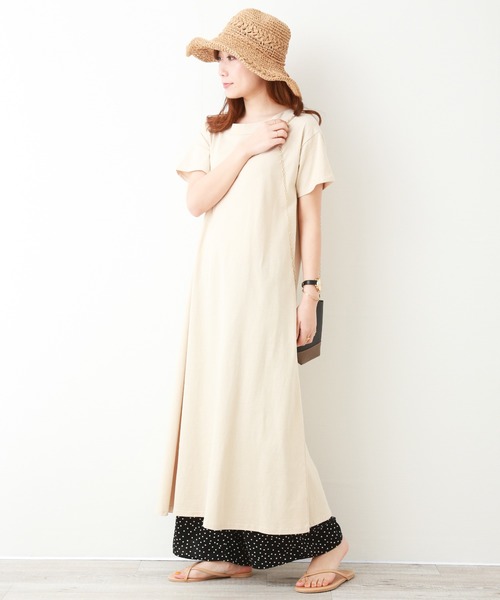 n'ee-ne（ネーネ）の「OE天竺フロントスリット2WAYワンピース（ワンピース・レディース・ブラック/スモークピンク/カーキ/ベージュ・FREE）」の11枚目の写真