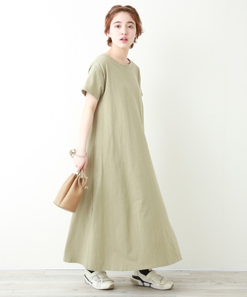 n'ee-ne（ネーネ）の「OE天竺フロントスリット2WAYワンピース（ワンピース・レディース・ブラック/スモークピンク/カーキ/ベージュ・FREE）」の5枚目の写真