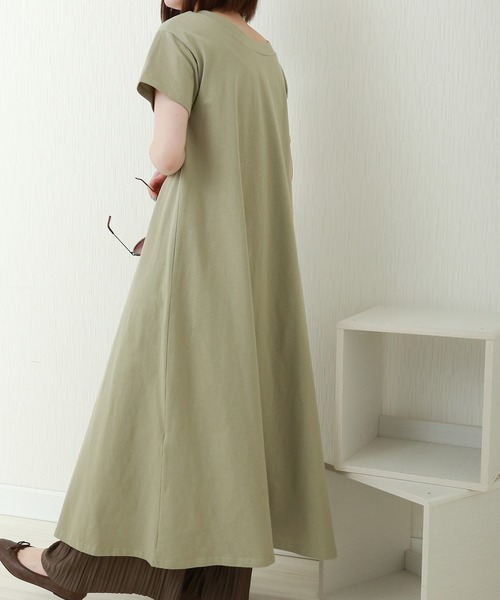 n'ee-ne（ネーネ）の「OE天竺フロントスリット2WAYワンピース（ワンピース・レディース・ブラック/スモークピンク/カーキ/ベージュ・FREE）」の6枚目の写真