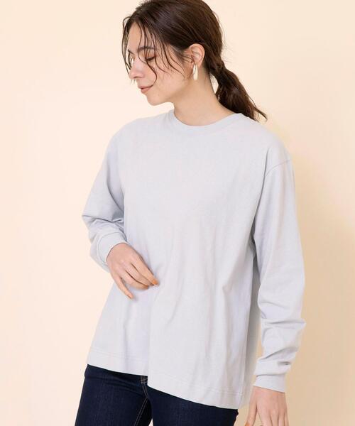 coen（コーエン）の「【WEB限定カラー】USAコットンクルーネックロングスリーブTシャツ（Tシャツ/カットソー・レディース・コバルトブルー/ホワイト/グレー/ダークグレー/ブラウン・FREE）」の3枚目の写真