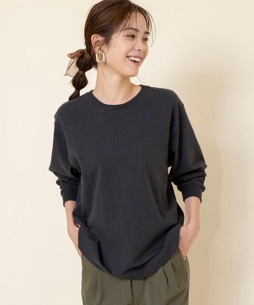 coen（コーエン）の「【WEB限定カラー】USAコットンクルーネックロングスリーブTシャツ（Tシャツ/カットソー・レディース・コバルトブルー/ホワイト/グレー/ダークグレー/ブラウン・FREE）」の4枚目の写真