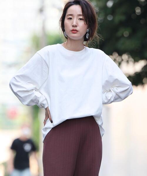 coen（コーエン）の「【WEB限定カラー】USAコットンクルーネックロングスリーブTシャツ（Tシャツ/カットソー・レディース・コバルトブルー/ホワイト/グレー/ダークグレー/ブラウン・FREE）」の12枚目の写真