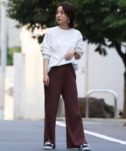 coen（コーエン）の「【WEB限定カラー】USAコットンクルーネックロングスリーブTシャツ（Tシャツ/カットソー・レディース・コバルトブルー/ホワイト/グレー/ダークグレー/ブラウン・FREE）」の10枚目の写真