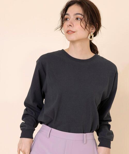 coen（コーエン）の「【WEB限定カラー】USAコットンクルーネックロングスリーブTシャツ（Tシャツ/カットソー・レディース・コバルトブルー/ホワイト/グレー/ダークグレー/ブラウン・FREE）」の6枚目の写真