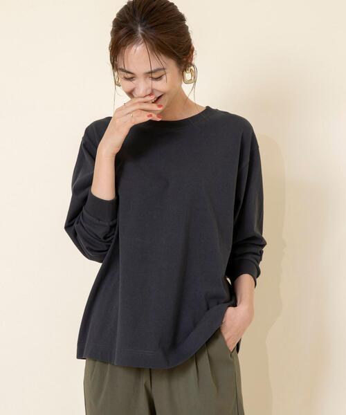 coen（コーエン）の「【WEB限定カラー】USAコットンクルーネックロングスリーブTシャツ（Tシャツ/カットソー・レディース・コバルトブルー/ホワイト/グレー/ダークグレー/ブラウン・FREE）」の18枚目の写真