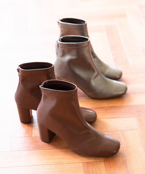 menue(メヌエ)の「スクエアトゥ バックファスナー ストレッチブーツ(ブーツ・レディース・ブラック/ダークブラウン/アイボリー/ガンメタ・LL/3L/S/M/L/XS)」の11枚目の写真