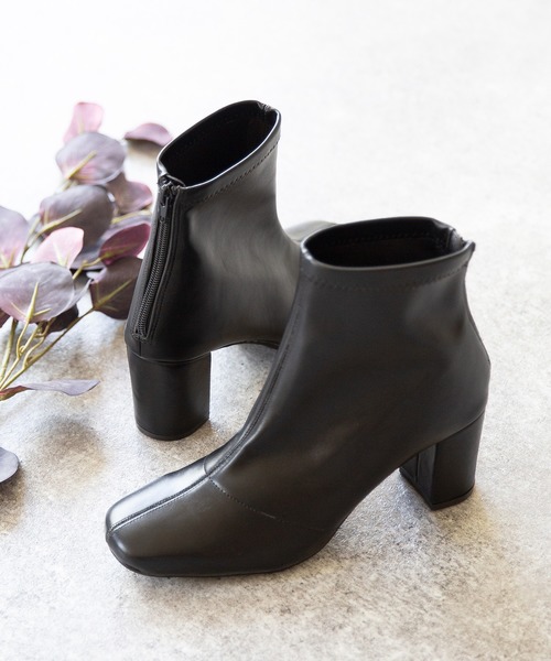 menue(メヌエ)の「スクエアトゥ バックファスナー ストレッチブーツ(ブーツ・レディース・ブラック/ダークブラウン/アイボリー/ガンメタ・LL/3L/S/M/L/XS)」の17枚目の写真