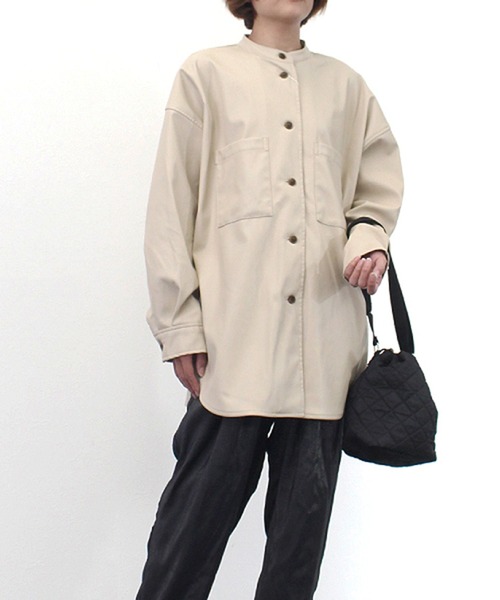 STYLEBLOCK（スタイルブロック）の「PUレザージャケット（その他アウター・レディース・ベージュ/キャメル/ブラック/カーキ/ライトベージュ・M）」の3枚目の写真