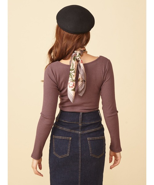 ROYAL PARTY（ロイヤルパーティー）の「ハートネック長袖Ｔシャツ（Tシャツ/カットソー・レディース・ホワイト/ブラウン/ベージュ/ボルドー/ブラック・FREE）」の7枚目の写真