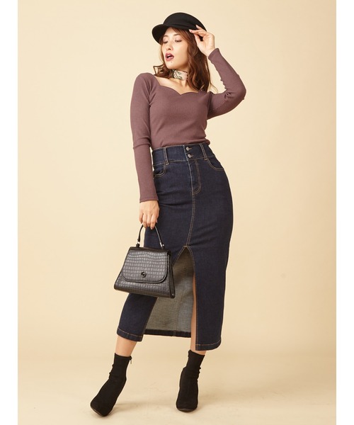 ROYAL PARTY（ロイヤルパーティー）の「ハートネック長袖Ｔシャツ（Tシャツ/カットソー・レディース・ホワイト/ブラウン/ベージュ/ボルドー/ブラック・FREE）」の8枚目の写真