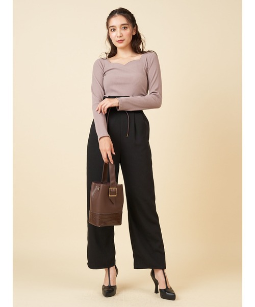 ROYAL PARTY（ロイヤルパーティー）の「ハートネック長袖Ｔシャツ（Tシャツ/カットソー・レディース・ホワイト/ブラウン/ベージュ/ボルドー/ブラック・FREE）」の12枚目の写真