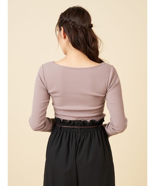 ROYAL PARTY（ロイヤルパーティー）の「ハートネック長袖Ｔシャツ（Tシャツ/カットソー・レディース・ホワイト/ブラウン/ベージュ/ボルドー/ブラック・FREE）」の16枚目の写真