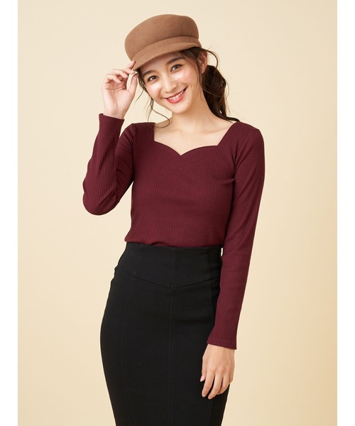 ROYAL PARTY（ロイヤルパーティー）の「ハートネック長袖Ｔシャツ（Tシャツ/カットソー・レディース・ホワイト/ブラウン/ベージュ/ボルドー/ブラック・FREE）」の17枚目の写真