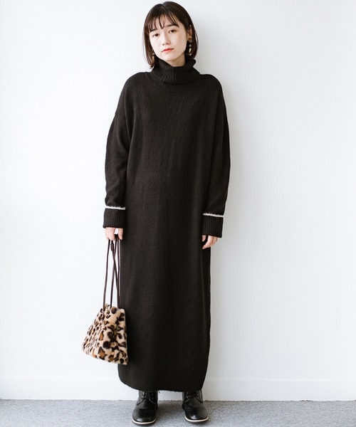 ゆるシルエットのタートルニットワンピース ワンピース Haco ハコ のファッション 秋冬の時短コーデにお役立ち パッと着てかわいい ワンピース セール