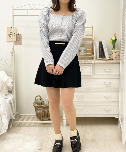 apres jour（アプレジュール）の「ギンガムスクエアネックブラウス【ZOZOTOWN限定アイテム】（シャツ/ブラウス・レディース・ベージュ/サックスブルー/ブラック・フリー/X-LARGE）」の13枚目の写真