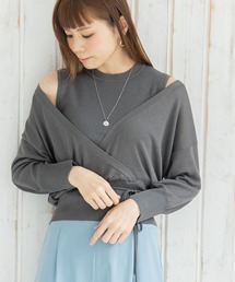カシュクールレイヤードニットプルオーバー