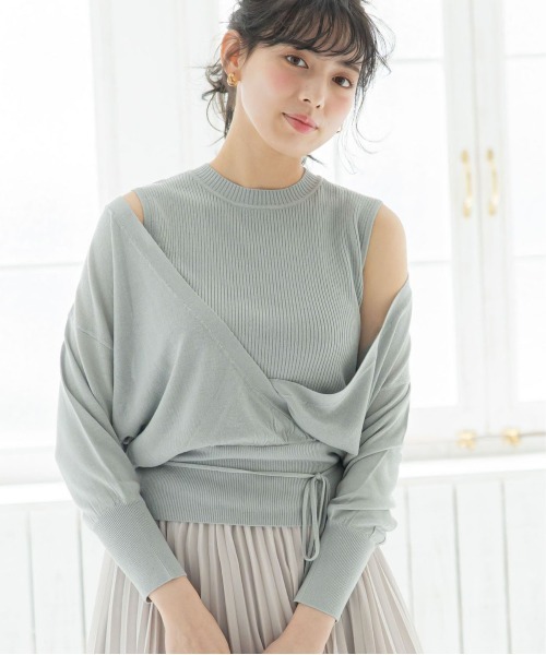 トゥエルブアジェンダ 12Twelve Agenda カシュクールワイドリブニットプルオーバー （チャコールグレー） SALE】カシュクールワイドリブニットプルオーバー - 12Twelve