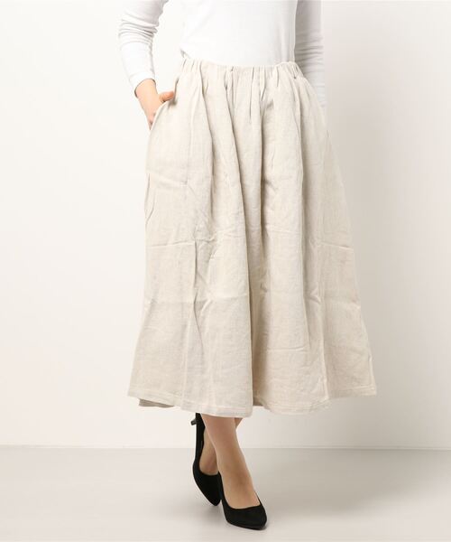 Samansa Mos2（サマンサ モスモス）の「タックギャザースカート（スカート・レディース・イエロー/チャコール/ベージュ・ﾌﾘ-）」の3枚目の写真