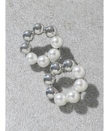 パール&メタルボールピアス