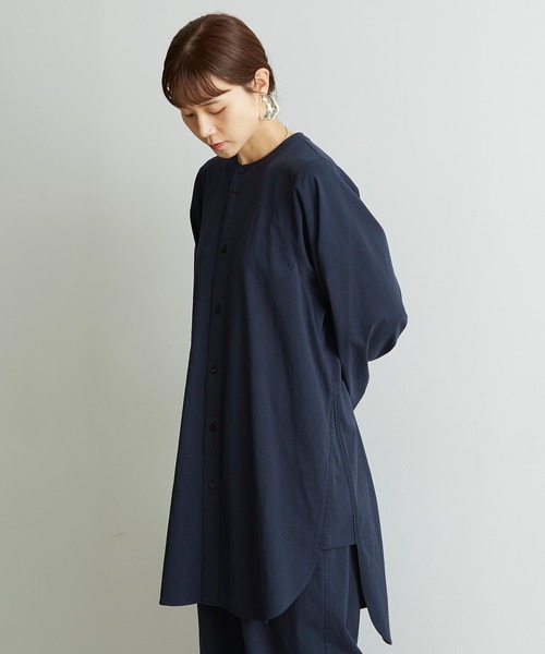 note et silence (ノートエシロンス)の「●80/2GVラチネ チュニックブラウス(シャツ/ブラウス・レディース・ネイビー/サンドベージュ・FREE)」の3枚目の写真