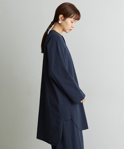 note et silence (ノートエシロンス)の「●80/2GVラチネ チュニックブラウス(シャツ/ブラウス・レディース・ネイビー/サンドベージュ・FREE)」の5枚目の写真