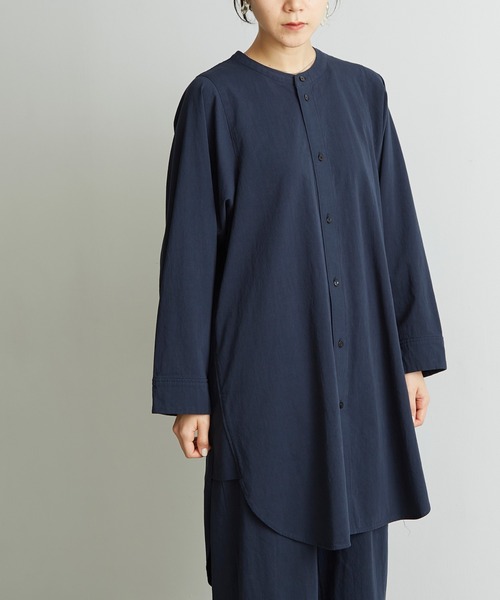 note et silence (ノートエシロンス)の「●80/2GVラチネ チュニックブラウス(シャツ/ブラウス・レディース・ネイビー/サンドベージュ・FREE)」の7枚目の写真