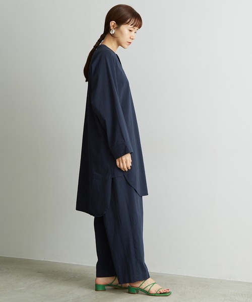 note et silence (ノートエシロンス)の「●80/2GVラチネ チュニックブラウス(シャツ/ブラウス・レディース・ネイビー/サンドベージュ・FREE)」の12枚目の写真