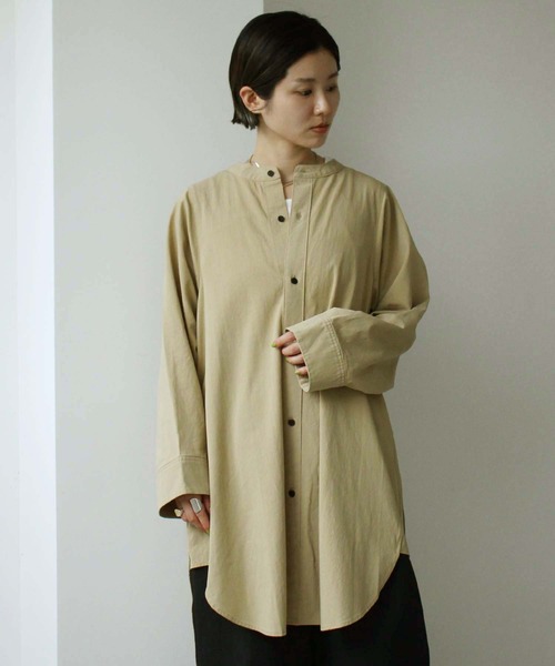 note et silence (ノートエシロンス)の「●80/2GVラチネ チュニックブラウス(シャツ/ブラウス・レディース・ネイビー/サンドベージュ・FREE)」の19枚目の写真