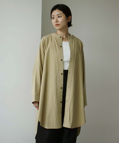 note et silence (ノートエシロンス)の「●80/2GVラチネ チュニックブラウス(シャツ/ブラウス・レディース・ネイビー/サンドベージュ・FREE)」の22枚目の写真