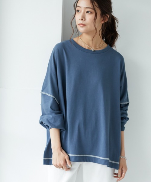 CRAFT STANDARD BOUTIQUE（クラフトスタンダードブティック）の「BIGカットチュニック　＊◇（Tシャツ/カットソー・レディース・ブルー/アイボリー/ホワイト系その他4/ピンク/ブラック/モカ・FREE）」の5枚目の写真