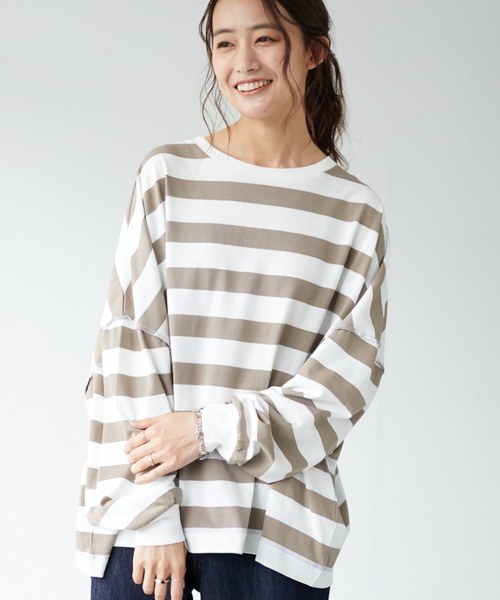 CRAFT STANDARD BOUTIQUE（クラフトスタンダードブティック）の「BIGカットチュニック　＊◇（Tシャツ/カットソー・レディース・ブルー/アイボリー/ホワイト系その他4/ピンク/ブラック/モカ・FREE）」の2枚目の写真