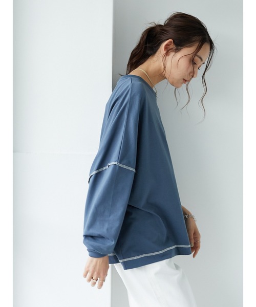 CRAFT STANDARD BOUTIQUE（クラフトスタンダードブティック）の「BIGカットチュニック　＊◇（Tシャツ/カットソー・レディース・ブルー/アイボリー/ホワイト系その他4/ピンク/ブラック/モカ・FREE）」の17枚目の写真