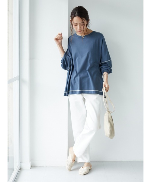 CRAFT STANDARD BOUTIQUE（クラフトスタンダードブティック）の「BIGカットチュニック　＊◇（Tシャツ/カットソー・レディース・ブルー/アイボリー/ホワイト系その他4/ピンク/ブラック/モカ・FREE）」の14枚目の写真