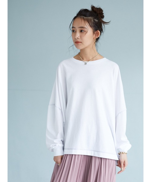 CRAFT STANDARD BOUTIQUE（クラフトスタンダードブティック）の「BIGカットチュニック　＊◇（Tシャツ/カットソー・レディース・ブルー/アイボリー/ホワイト系その他4/ピンク/ブラック/モカ・FREE）」の10枚目の写真